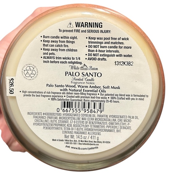 Bath and Body Works White Barn Palo Santo 3-Wick Scented Candle NWT - Picture 3 of 3